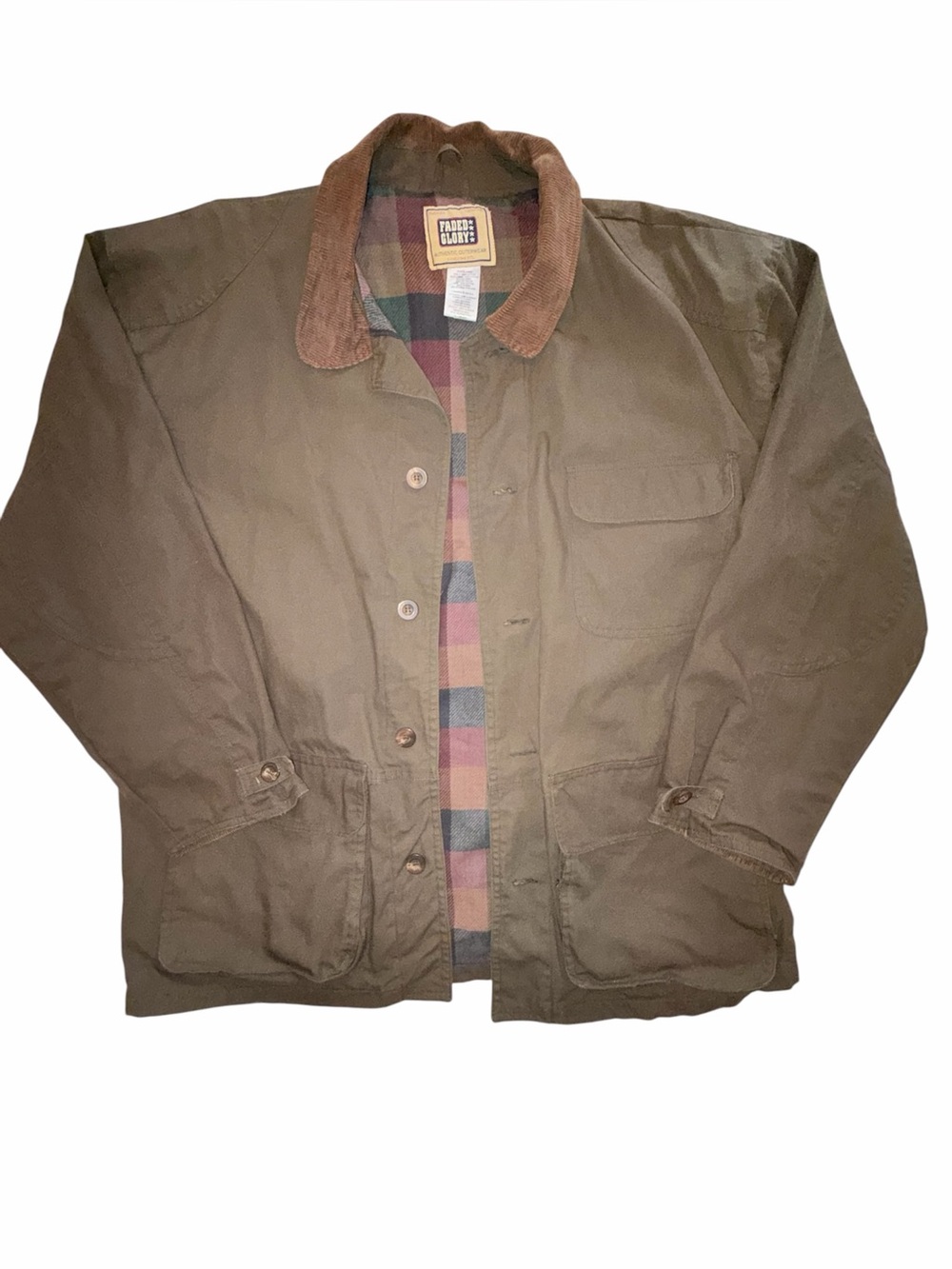 Vintage 90’s Faded Glory Canvas Barn Jacket Flannel Lined Chore Coat Large